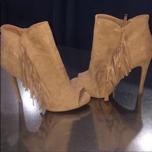 Peep Toe Fringe Booties